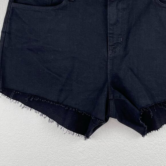 L’Agence Audrey Black Mid Rise Raw Hem Denim Jean Cutoff Shorts Size 31 NWT - Picture 9 of 15